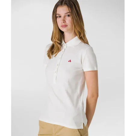 Peuterey _ Sa Polo Donna Piquè Di Cotone Stretch Bianco Prezzo 89,00