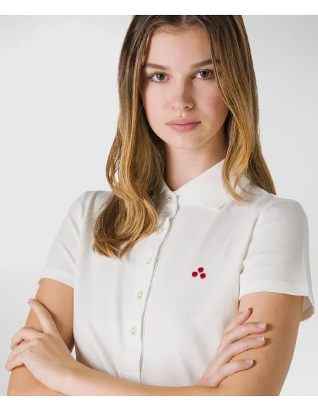 Peuterey Polo Donna Piquè Di Cotone Stretch Bianco Prezzo 89,00