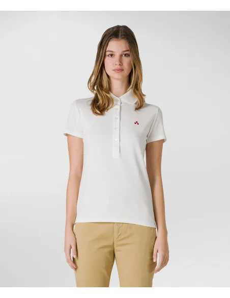 Peuterey Polo Donna Piquè Di Cotone Stretch Bianco Prezzo 89,00