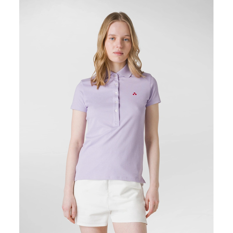 Peuterey _ Sa Polo Donna Piquè Di Cotone Stretch Lilla Prezzo 89,00