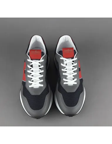 Hogan _ Sneakers H601 Uomo Pelle Tela Grigio/Blu H Gommata Prezzo 460,00