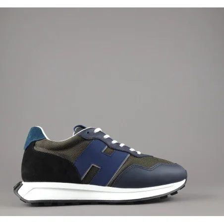 Hogan Sneakers H601 Uomo Pelle Tela Blu Scuro H Gommata Prezzo 460,00