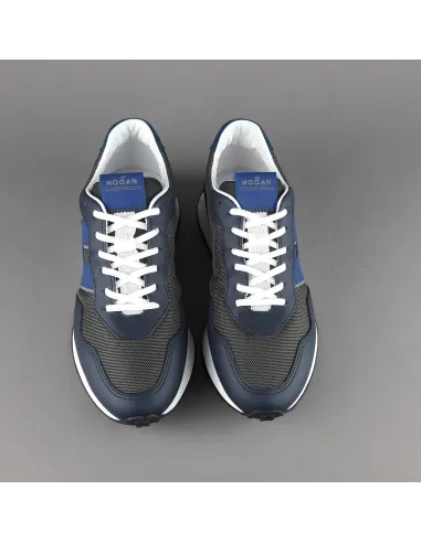Hogan Sneakers H601 Uomo Pelle Tela Blu Scuro H Gommata Prezzo 460,00
