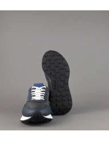 Hogan Sneakers H601 Uomo Pelle Tela Blu Scuro H Gommata Prezzo 460,00