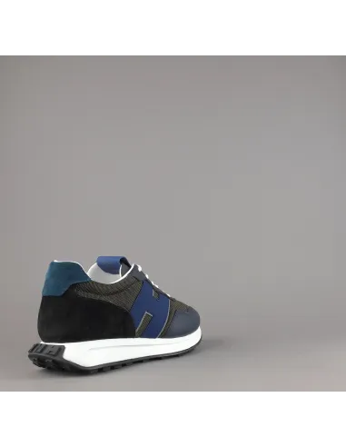 Hogan Sneakers H601 Uomo Pelle Tela Blu Scuro H Gommata Prezzo 460,00
