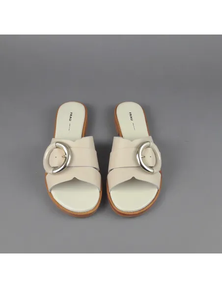 Frau Slipper Donna Pelle Crema Fibbia Metallo Prezzo 95,00