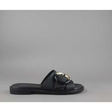 Frau _ Sa Slipper Donna Pelle Nero Fibbia Metallo Prezzo 95,00