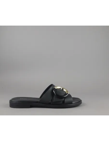 Frau Slipper Donna Pelle Nero Fibbia Metallo Prezzo 95,00