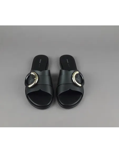 Frau Slipper Donna Pelle Nero Fibbia Metallo Prezzo 95,00