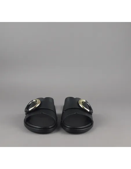 Frau Slipper Donna Pelle Nero Fibbia Metallo Prezzo 95,00