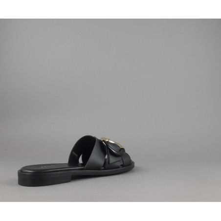 Frau _ Sa Slipper Donna Pelle Nero Fibbia Metallo Prezzo 95,00
