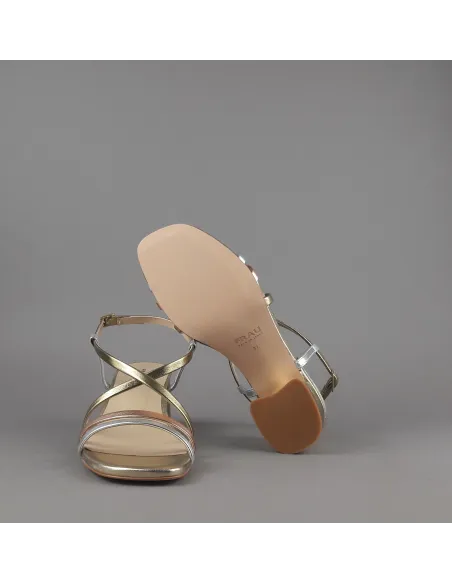 Frau Sandalo Donna Pelle Metal Listelli Oro Rame Argento Prezzo 155,00