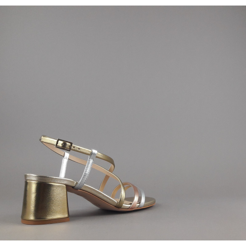 Frau _ Sa Sandalo Donna Pelle Metal Listelli Oro Rame Argento Prezzo 155,00