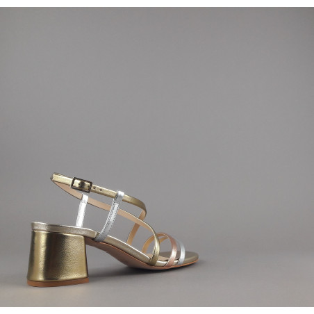 Frau _ Sa Sandalo Donna Pelle Metal Listelli Oro Rame Argento Prezzo 155,00