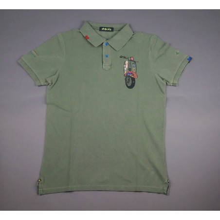 Shockly _ Sa Polo Uomo Piquet Cotone Verde Militare Tenue Con Stampa Prezzo 99,00