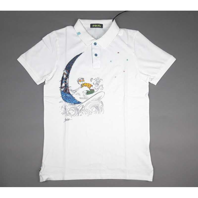 Shockly _ Sa Polo Uomo Piquet Cotone Bianco Con Stampa Prezzo 99,00