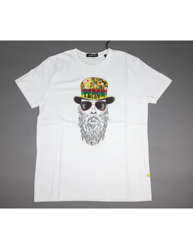 Shockly _ Sa T-Shirt Uomo Cotone Bianco Con Stampa Hipster Prezzo 59,00