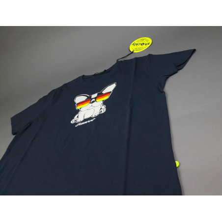 Shockly _ Sa T-Shirt Uomo Cotone Blu Scuro Con Stampa French Bulldog Prezzo 59,00