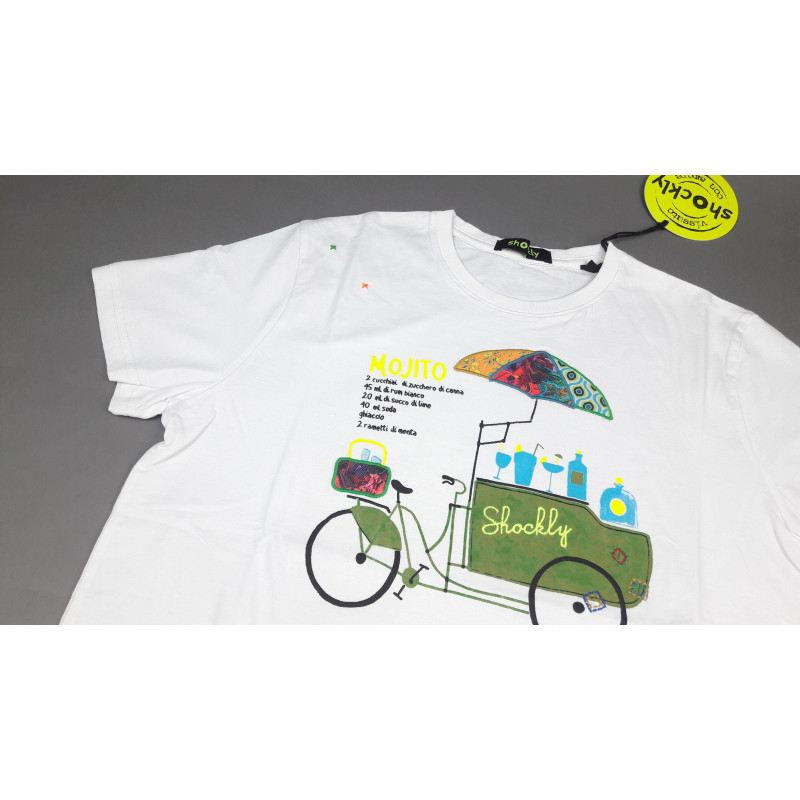 Shockly _ Sa T-Shirt Uomo Cotone Bianco Con Stampa Mojito Prezzo 65,00