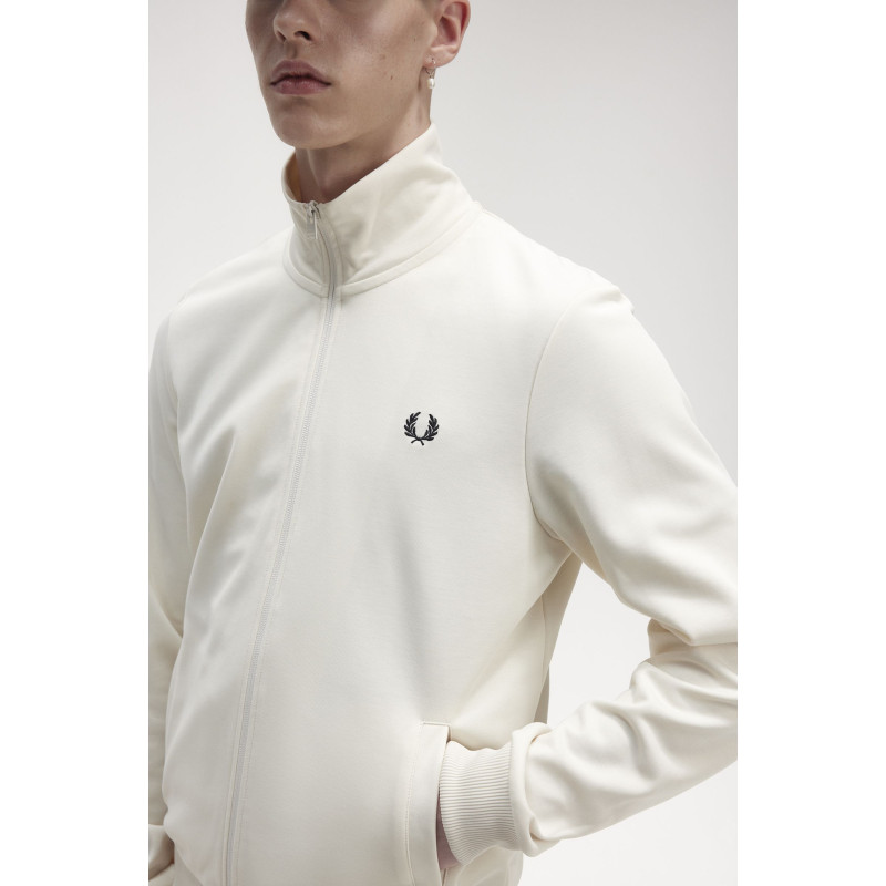 Fred Perry Felpa Track Jacket Uomo Cotone E Poliestere Avorio Chiusura Zip Prezzo 150,00