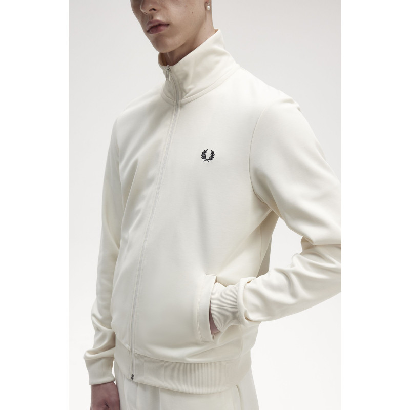 Fred Perry Felpa Track Jacket Uomo Cotone E Poliestere Avorio Chiusura Zip Prezzo 150,00