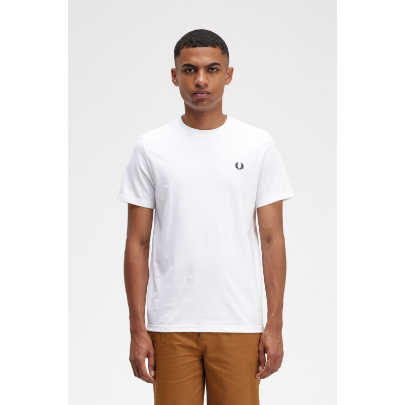 Fred Perry _ Sa T-Shirt Uomo Cotone Bianco Con Stampa Grafica Sul Retro Prezzo 89,00