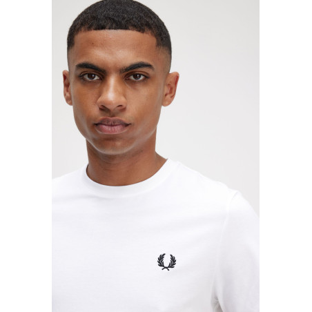 Fred Perry _ Sa T-Shirt Uomo Cotone Bianco Con Stampa Grafica Sul Retro Prezzo 89,00