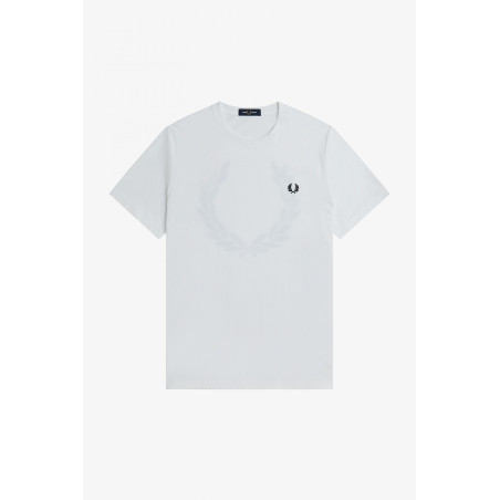Fred Perry _ Sa T-Shirt Uomo Cotone Bianco Con Stampa Grafica Sul Retro Prezzo 89,00