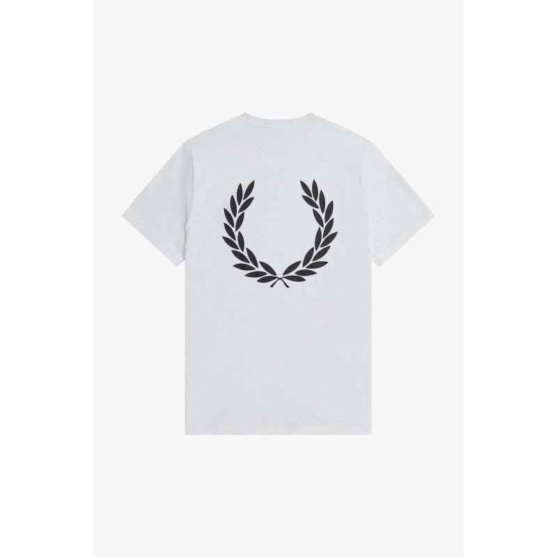 Fred Perry _ Sa T-Shirt Uomo Cotone Bianco Con Stampa Grafica Sul Retro Prezzo 89,00