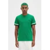 Fred Perry _ Sa T-Shirt Uomo Cotone Verde Con Righe Sulle Maniche Prezzo 85,00