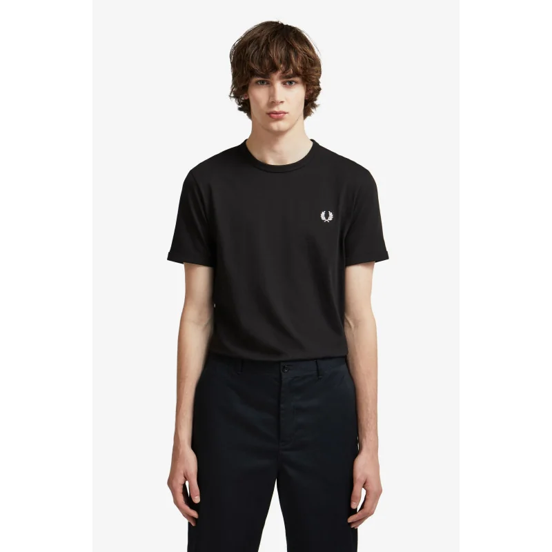 Fred Perry T-Shirt Uomo Ringer Cotone Nero Prezzo 66,00