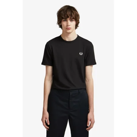 Fred Perry T-Shirt Uomo Ringer Cotone Nero Prezzo 66,00