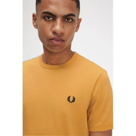 Fred Perry T-Shirt Uomo Ringer Cotone Senape Prezzo 66,00