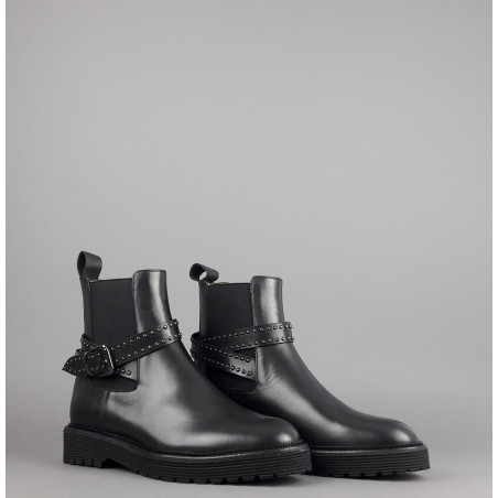 Archyve Stivaletto Beatles Donna Pelle Nero Elastico Bilaterale Con Cinturino Prezzo 260,00