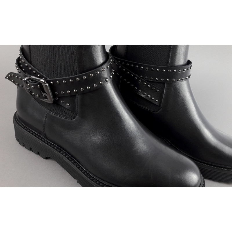 Archyve Stivaletto Beatles Donna Pelle Nero Elastico Bilaterale Con Cinturino Prezzo 260,00