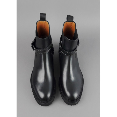 Archyve Stivaletto Beatles Donna Pelle Nero Elastico Bilaterale Con Cinturino Prezzo 260,00