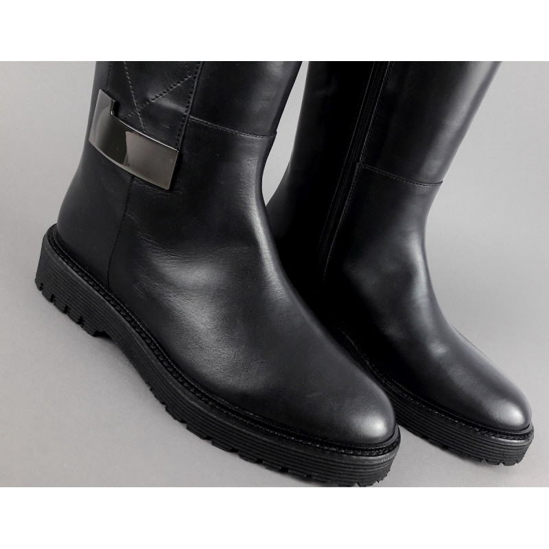 Archyve Stivale Donna Pelle Nero Cerniera Laterale Prezzo 320,00