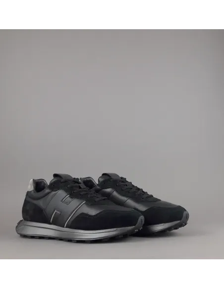 Hogan Sneakers H601 Uomo Camoscio E Pelle Nero H Cucita Prezzo 460,00