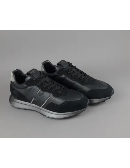 Hogan Sneakers H601 Uomo Camoscio E Pelle Nero H Cucita Prezzo 460,00