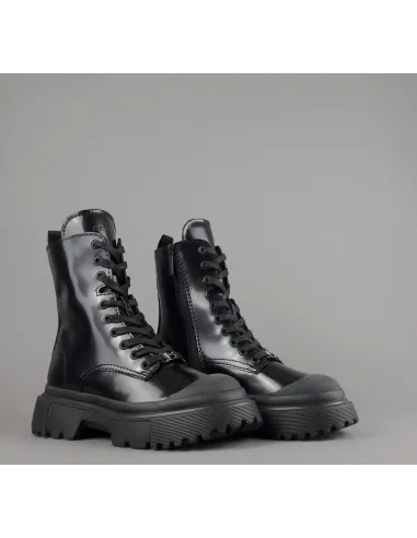 Hogan Anfibio H619 Donna Pelle Spazzolata Nero H Logo Prezzo 560,00