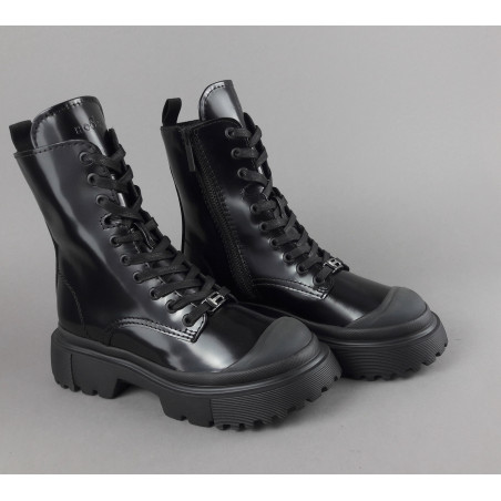 Hogan // Sa Anfibio H619 Donna Pelle Spazzolata Nero H Logo Prezzo 560,00