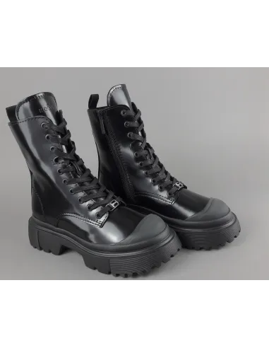 Hogan Anfibio H619 Donna Pelle Spazzolata Nero H Logo Prezzo 560,00