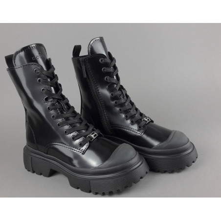 Hogan // Sa Anfibio H619 Donna Pelle Spazzolata Nero H Logo Prezzo 560,00