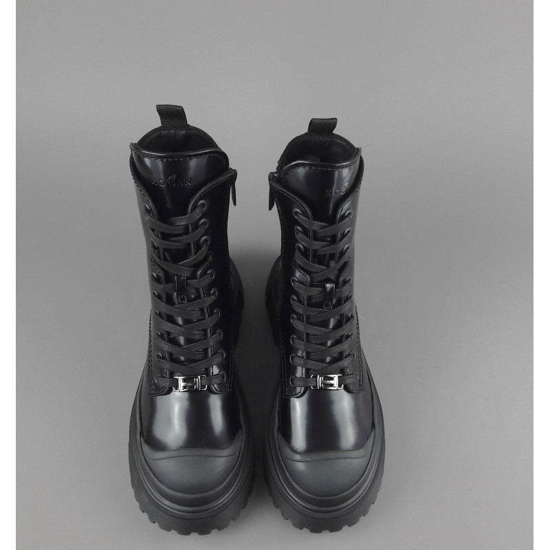 Hogan // Sa Anfibio H619 Donna Pelle Spazzolata Nero H Logo Prezzo 560,00