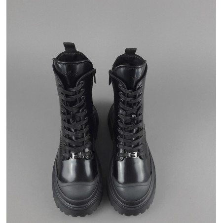 Hogan // Sa Anfibio H619 Donna Pelle Spazzolata Nero H Logo Prezzo 560,00