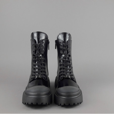 Hogan // Sa Anfibio H619 Donna Pelle Spazzolata Nero H Logo Prezzo 560,00