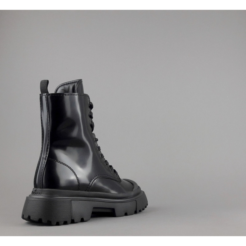 Hogan // Sa Anfibio H619 Donna Pelle Spazzolata Nero H Logo Prezzo 560,00