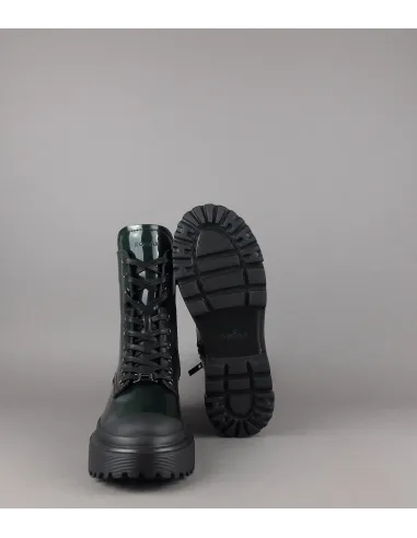 Hogan Anfibio H619 Donna Pelle Spazzolata Verde Scuro H Logo Prezzo 560,00