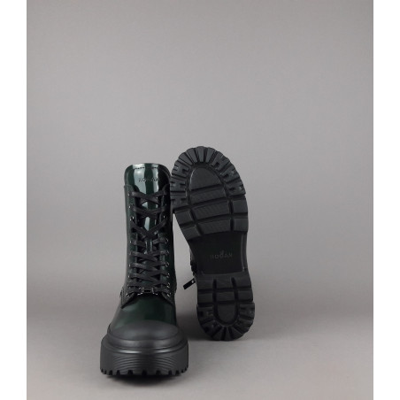 Hogan // Sa Anfibio H619 Donna Pelle Spazzolata Verde Scuro H Logo Prezzo 560,00