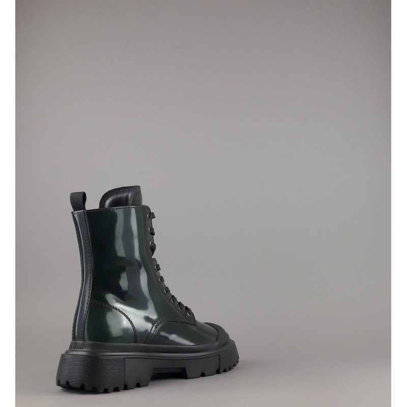 Hogan // Sa Anfibio H619 Donna Pelle Spazzolata Verde Scuro H Logo Prezzo 560,00